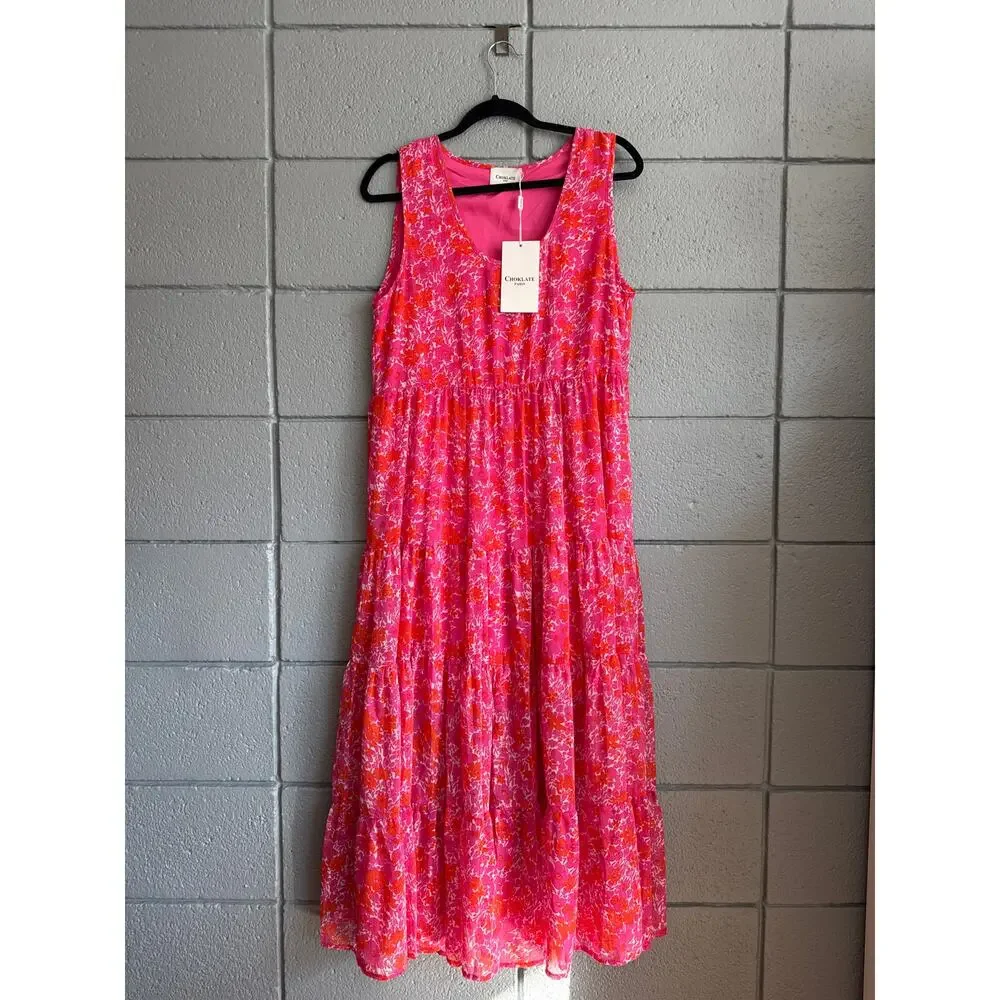 NWT Chokolate Paris Floral Metallic Dress size M - Picture 2 of 4